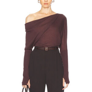Enza Costa Off-Shoulder Sweater in Deep Brown